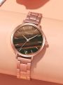2PCs Women's Fashion Trend Retro Contrast Color Steel Band Quartz Watch+Bracelet Combination Set. 