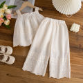 Baby Girl Outfit Set Summer Floral Solid-Color Top And Pants Baby Girl Clothes Cute Beach Baby Set. 