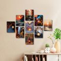 Elegant Calligraphy Art PVC Wall Decor – 9 Pcs Set, Waterproof, 6x8 inch, Easy Installation.
