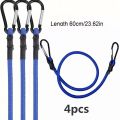 4pcs Aluminum Alloy Hooks with Elastic Ropes Practical Latex Bundling Ropes for Outdoor Tents and Camping Equipment. 