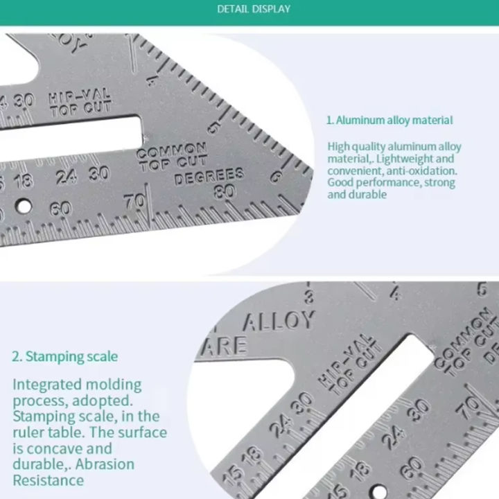7 "aluminum triangle ruler 90/45 degree roof triangulation tool ...