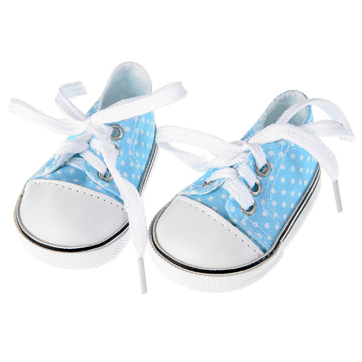 7%20cm%20Canvas%20Denim%20Sneakers%20New%20Born%20%20Baby%20Shoes%20Handmade%20Lace-up%20Sneakers%20Shoes%20For%2018%20Inches%20American%2043%20cm%20Baby%20Dolls%20%20-%20Image%205