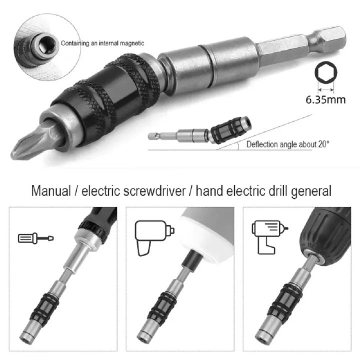 1/4 Hex Shank Pivoting Magnetic Screw Drill Tip Quick Change Locking ...