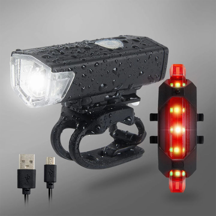 Bike Bicycle Light USB LED Rechargeable Set MTB Road Bike Front Back