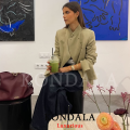 KONDALA Vintage Office Lady Satin Blazer Green Solid Turtleneck Loose Blazer Fashion 2026 Spring Summer Holiday Female Blazer. 