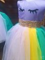 baby girl fancy frock unicorn birthday dress sequin frock multi color. 