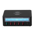 Smart Charging Station with 6 Ports LCD USB Charging Dock Wireless Charger of Universal Compatibility Charging Station. 