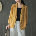 ZANZEA Women Summer Blazer Thin Stylish Long Sleeve Lapel Neck Blazer Vintage Solid Buttons Down Outwear Casual Suits Coats. 