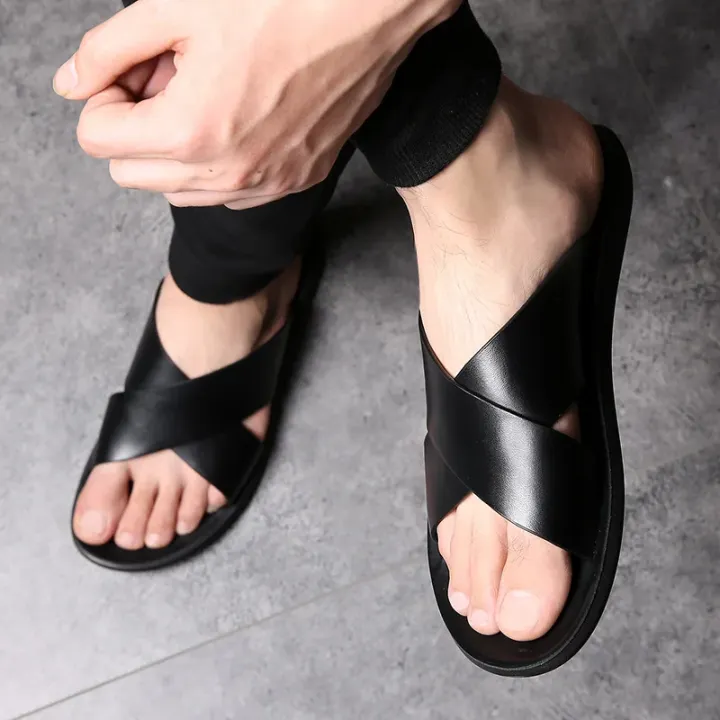 Men%20Sandals%20Slippers%20Genuine%20Leather%20Luxury%20Fashion%20New%20Men's%20Flat%20Shoes%20Casual%20Non-Slip%20Beach%20Sandals%20For%20Men%20Zapatos%20Hombre%20-%20Image%203