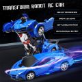 Transformer Remote Control Robot Car Independent 2.4G Robot Deformation RC Car Toy with One Key Transformation & 360 Speed Drifting 1:18 Scale - Blue. 