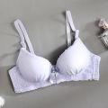 Japanese Underwear Female Small Breasts Gathered Thin Section Underwear Comfortable Breathable Girls Plaid Bra. 