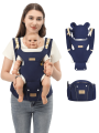 1 Blue Multi-Functional Baby Carrier: Cross-Front and Back Style, Hands-Free Design. Adjustable front-facing straps. Suitable fo.