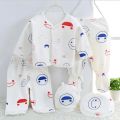 5pcs Newborn Baby Boys Girls Cute suit Long Sleeve Tops+hat+pants +bib Outfits Set From 0 To 4 Months Clothes Set For Baby. 