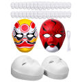 5 Pcs DIY Full Face Craft Masks Blank White Paintable Paper Mache Mask for Masquerade Cosplay Halloween Mardi Gras Party Prop.