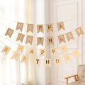 Happy Birthday Flags Decoration Kraft Paper Banner Party Bunting Garland Set Boy Girl Baby Shower Decoration Supplies. 