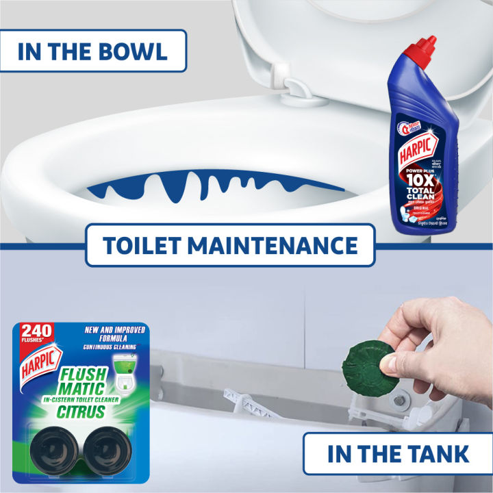 Harpic%20Toilet%20Cleaning%20Liquid%20Power%20Plus%2010x%20Total%20Clean%20750ml%20+%20Flushmatic%20Citrus%20In%20Cistern%20Toilet%20Cleaner%20Blocks%20(50g%20x2)%20Combo%20-%20Image%207