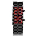 Fashion Mens Digital Lava Wrist Watch Men Black Full Metal Red Blue LED Display Watches  for Male Boy Sport Creative Clock. 