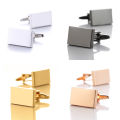 Simple Style Rectangle Cufflinks For Mens French Style Shirt Blank Buttons Business Metal Copper Brass Groom Gemelos Gifts.