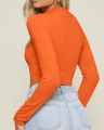 Long Sleeve Mock Neck Crop Top Women's Casual Solid Color T-Shirt Soft Fabric Short Length Top. 