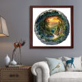 Wooden Puzzles for Adults, Flat Puzzle with 3D Visual Effect, Winter Scene Wooden Jigsaw Puzzles for Adults, Forest River Sunset. 