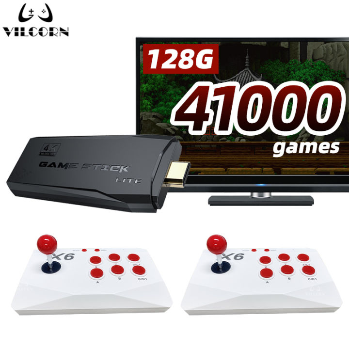 VILCORN Arcade Video Game Console 4K TV Game Stick with Double Arcade Joysitck 41000 Games For MAME/Sega/PS1/Atari Kid Gift