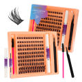 DIY Lash Extensions Kit Mink Lashes Cluster 180Pcs Cluster with LashBond and Seal and LashApplicator and Eyelash Brush. 