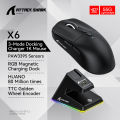 ATTACK SHARK X6 Mouse,PAW3395 Bluetooth Tri-Mode Connection,RGB Touch Magnetic Charging Base,Macro Gaming Mouse. 