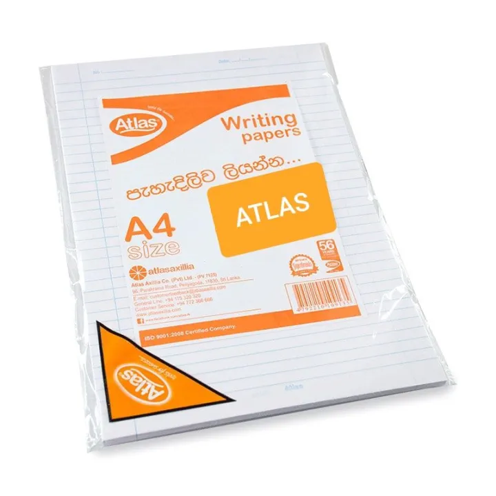 Atlas Writing Papers 100 Sheets A4 Size | Daraz.lk