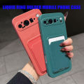 Case for Google Pixel 9 Pro XL Liquid Silicone Card Holder Soft Phone Skin Cover 9a Shockproof Back Pocket Wallet Funda. 