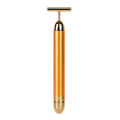 T-shaped Thin Face Artifact 24k Golden Vibrating Facial Massager T Shape Facial Roller Massager Vibrating Lifting Body Skin. 