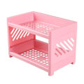 Desktop Double-layer Plastic Storage Rack Office Stationery and Cosmetics Storage Box Kitchen and Bathroom Storage Rack. 