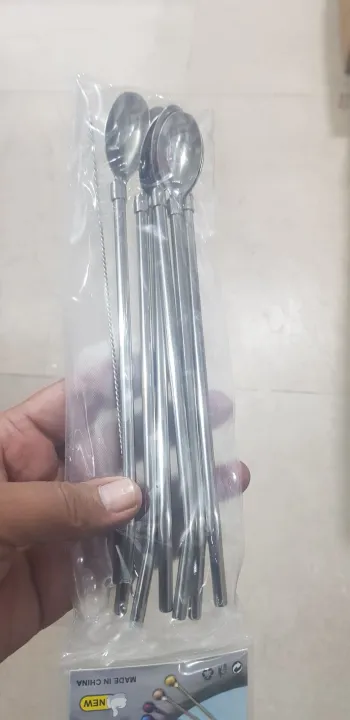 6%20Pcs/Pack%20Stainless%20Steel%20Oval%20Shape%20Metal%20Drinking%20Spoon%20Straw%20Reusable%20Straws%20Cocktail%20Spoons%20Set(Primary%20Color)%20-%20Image%209