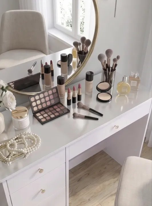 Dressing Table 5 Drawers - Elegant Makeup Vanity Desk for Bedroom