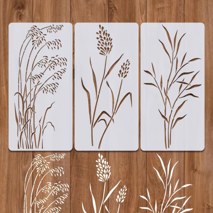 3 Pcs Large Wildflower Stencil Set 7.9×15.8 inch - Reusable Spring Floral and Rustic Plant Spray Template for Wall, Floor, Fence