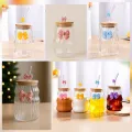 Ribbed & Round Tumbler Can Ring Glass Sipper, Juice Bow Glass,with Glass Straw, Square Glass Mug/ Transparent Coffee Mug Wooden lid Fruit Juice Milk Cup Glass. 