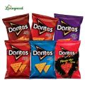 Doritos snacks spicy nacho or nacho cheese tortilla chips. 