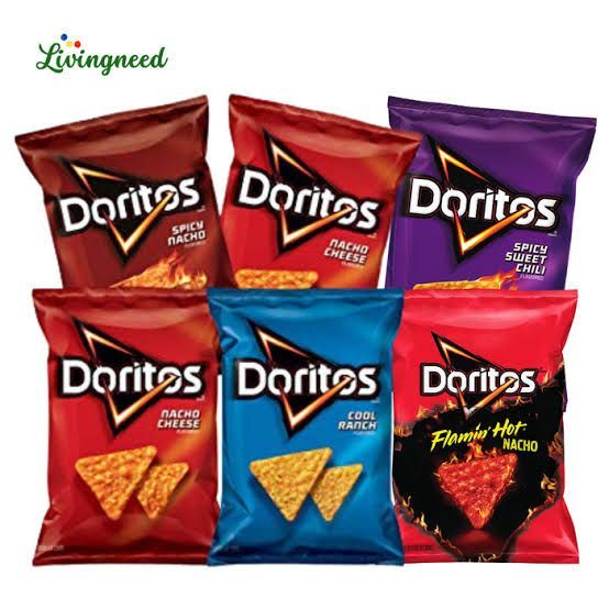 Doritos snacks spicy nacho or nacho cheese tortilla chips
