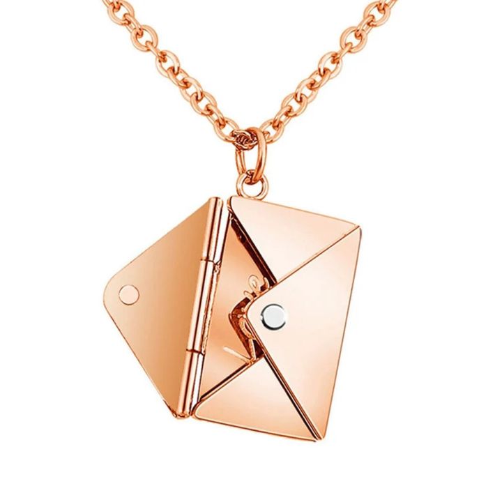 Personalized Print Envelope Love Lettering Necklace, Love Note