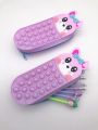New Cartoon Design Multi Purpose Pop it Multishade Silicone Pouch for Girls- Pencil Pouch, Ladies Purse. 