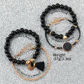 5PCS/Set Women's Watch Fashion Rhinestone Leather Band Quartz Watch Beads Bracelets Set(Without Box). 