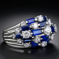 Huitan New Trendy Women Ring with Blue/White CZ Full Bling Iced Out Female Wide Rings for Party Statement Jewelry Drop Shipping. 