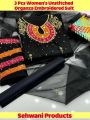3 Pcs Women's Unstitched cotton Silk Embroidered Suit. 