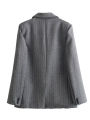 Willshela Women Fashion With Pockets Striped Single Breasted Blazer Vintage Notched Neck Long Sleeves Female Chic Lady Outfits.