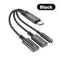 PD 60W Type C to Dual Type C 3.5mm Headphone and Charger Adapter 3 in1 USB C to AUX Audio Jack Dongle Cable For  iphone16. 