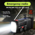 Emergency Radio with SOS Alarm, AM/FM/SW & Flashlight. 2000mAh Battery & Solar/Hand Crank Charging for Outdoor Survival..