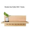 wood Key Holder With 1 Shulf & 7 hooks. 