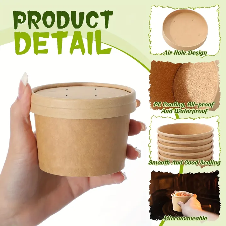 25/50%20Pack%20235ml/8oz%20Paper%20Soup%20Containers%20with%20Lids%20Disposable%20Food%20Containers%20Kraft%20Ice%20Cream%20Bowls%20Soup%20Cup%20Ice%20Cream%20Cups%20-%20Image%204