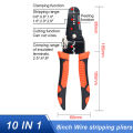 10 in 1 Wire Pliers Stripper Multifunctional Electrician Peeling Household Network Cable Wire Stripper Puller Stripper Tools. 