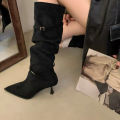 New Women's Fashion Boots for Autumn and Winter2025 Casual Style Pointed Toe Stylish High Heels Suede Texture Elegant Long Boots. 