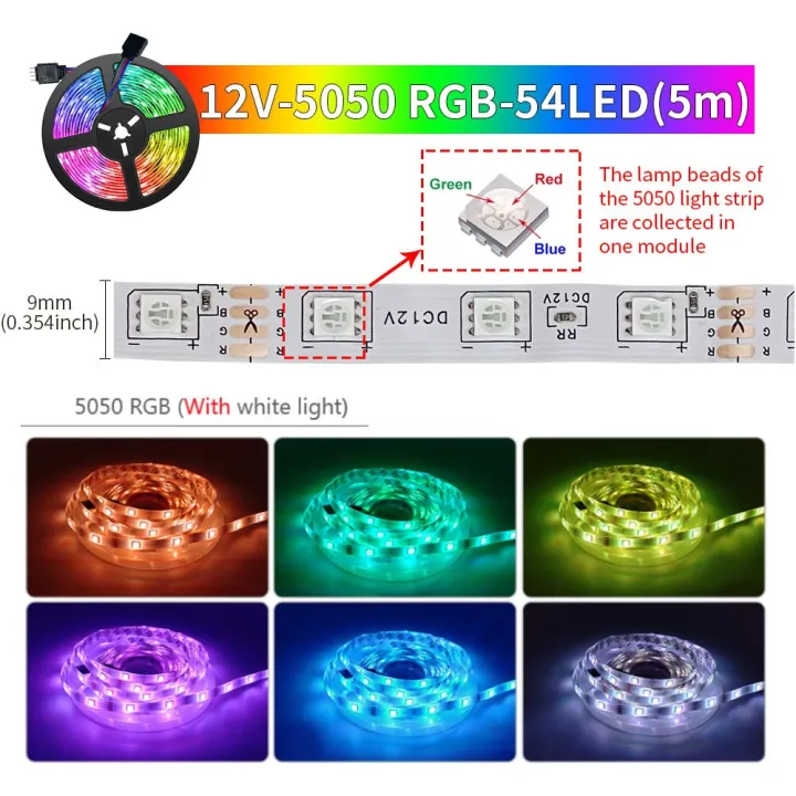 Tuya%20Smart%20Life%20LED%20Light%20Strip%20Bluetooth%20Control%20DC12V%205M%20SMD%205050%2054LEDs/M%20Flexible%20Rope%20Lamp%20For%20Desktop%20Screen%20TV%20BackLight%20-%20Image%204